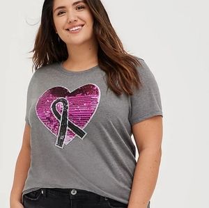Torrid top sequin breast cancer heart shirt BNIB size 2 plus size